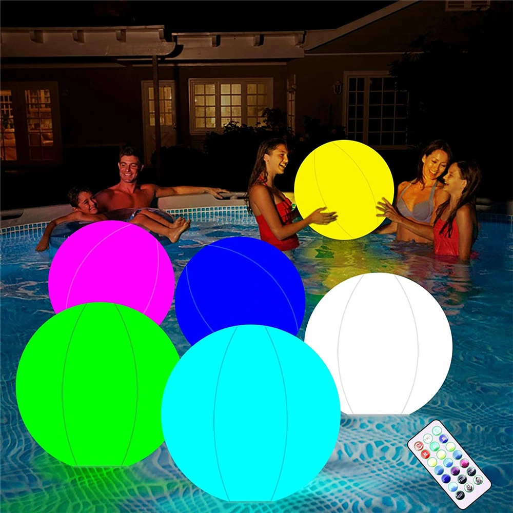 Summer PVC Waterproof Inflatable LED Glowing Beach Ball Toys for Swimming Pool