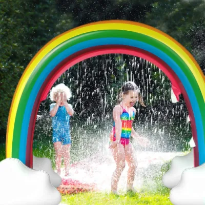 Sprinkler inflável verão brinquedo ao ar livre respingo de água almofada arco arco-íris gigante