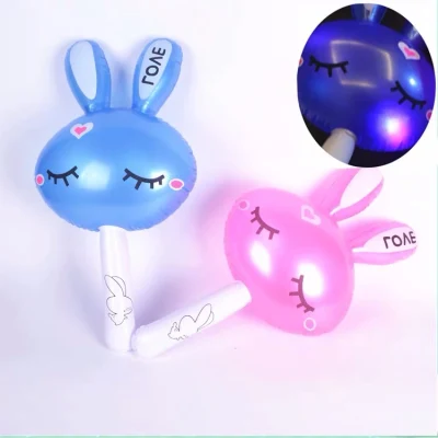 Presente promocional brindes infláveis ​​Rabit Animal Stick com luz LED brinquedo infantil